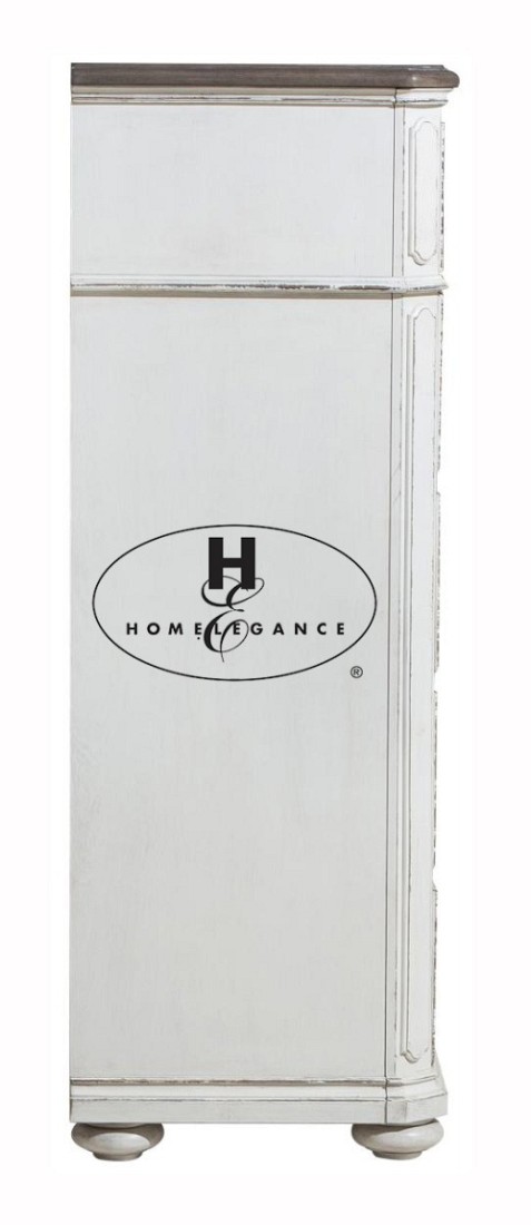 Συρταριέρα Willowick της Home Elegance®, σε χρώμα λευκό με πατίνα πολυκαιρισμένου επίπλου και επιφάνεια σε τόνο σκούρας κερασιάς.