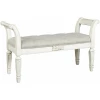 Παγκάκι Realyn, της Ashley, με διακριτικό σκαλιστό σχέδιο country style, χρώμα σε παλαιωμένο λευκό και αφράτο κάθισμα.
