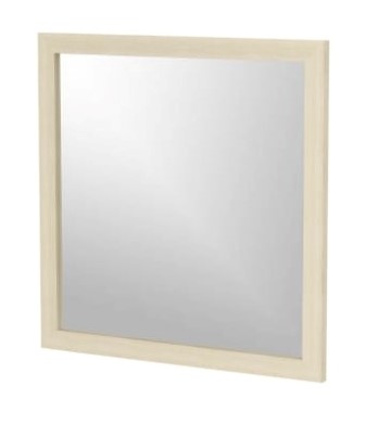 Ξύλινος ορθογώνιος καθρέπτης, με το πλαίσιό του να είναι σε λευκό χρώμα.
