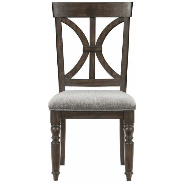 Καρέκλα γραφείου Cardano της Home Elegance, με εντυπωσιακή πλάτη από ημικυκλικό ξύλο και μαλακό κάθισμα, επενδεδυμένο με ανθεκτικό ύφασμα.