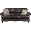 Ο τριθέσιος καναπές Milford, της Home Elegance, είναι σε καφέ σκούρο χρώμα και έχει σαν διακόσμηση τα εμφανή γαζιά και τους γυαλιστερούς καμπαράδες.