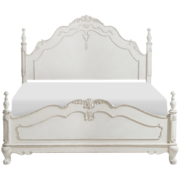 Η συλλογή Cinderella, της Home Elegance, έχει αυτό το κρεβάτι με σχέδια λουλουδιών και λεπτομερή σκαλίσματα, σε τεχνητά παλαιωμένο λευκόγκριζο χρώμα.