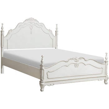 Η συλλογή Cinderella, της Home Elegance, έχει αυτό το κρεβάτι με σχέδια λουλουδιών και λεπτομερή σκαλίσματα, σε τεχνητά παλαιωμένο λευκόγκριζο χρώμα.