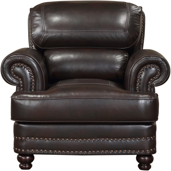 Η πολυθρόνα μπερζέρα Milford, της Home Elegance, είναι σε καφέ σκούρο χρώμα και έχει διακόσμηση τα εμφανή γαζιά και τους γυαλιστερούς καμπαράδες.