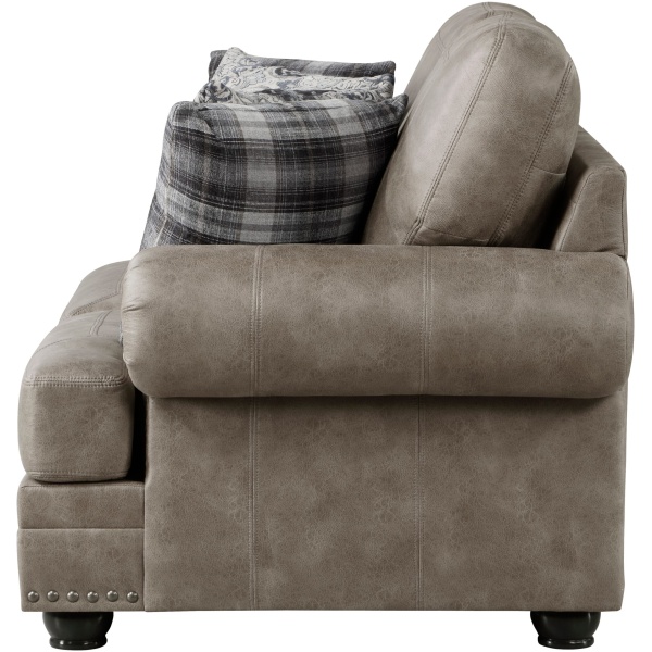 Διθέσιος καναπές Franklin της Homelegance, με αποσπώμενα μαξιλάρια πλάτης και καθίσματος, εμφανή ξύλινα πόδια και τέσσερα διακοσμητικά μαξιλαράκια.