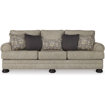 Ένας αναπαυτικός τριθέσιος καναπές, της σειράς Kananwood, της Ashley. Με αφράτα μαξιλάρια και ανθεκτική σενίλ ταπετσαρία, σε μπεζ χρώμα.